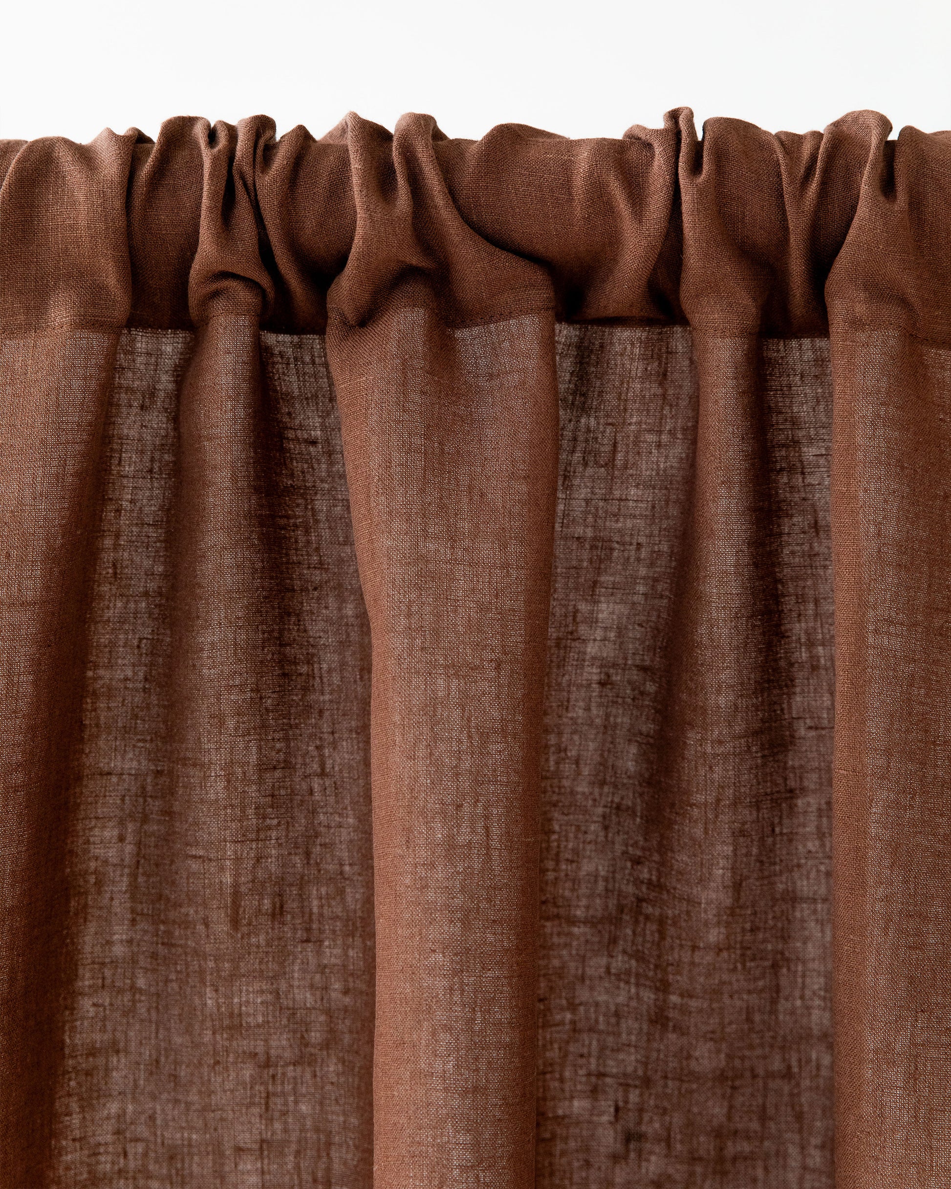 Rod Pocket Linen Curtain Panel in Chocolate brown | Magiclinen