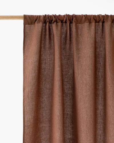 Rod Pocket Linen Curtain Panel in Chocolate brown | Magiclinen