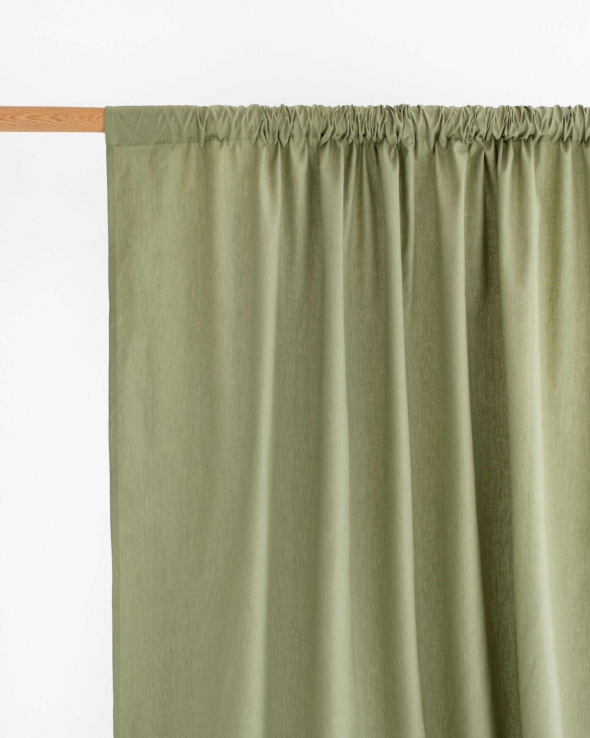 Rod pocket linen-cotton curtain panel (1 pcs) in Sage - MagicLinen