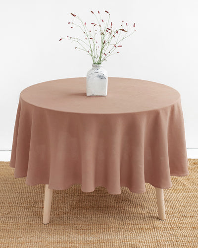 Round linen tablecloth in Coral clay - MagicLinen