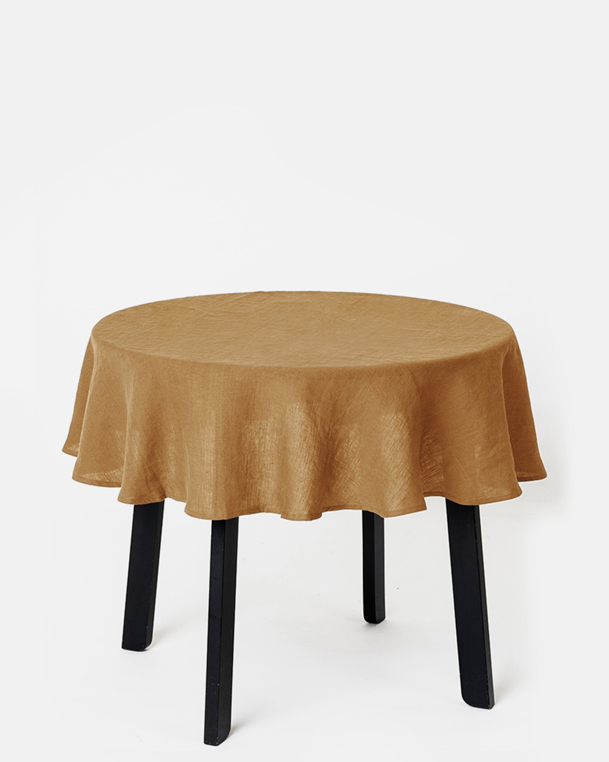 Round linen tablecloth in Tan - MagicLinen