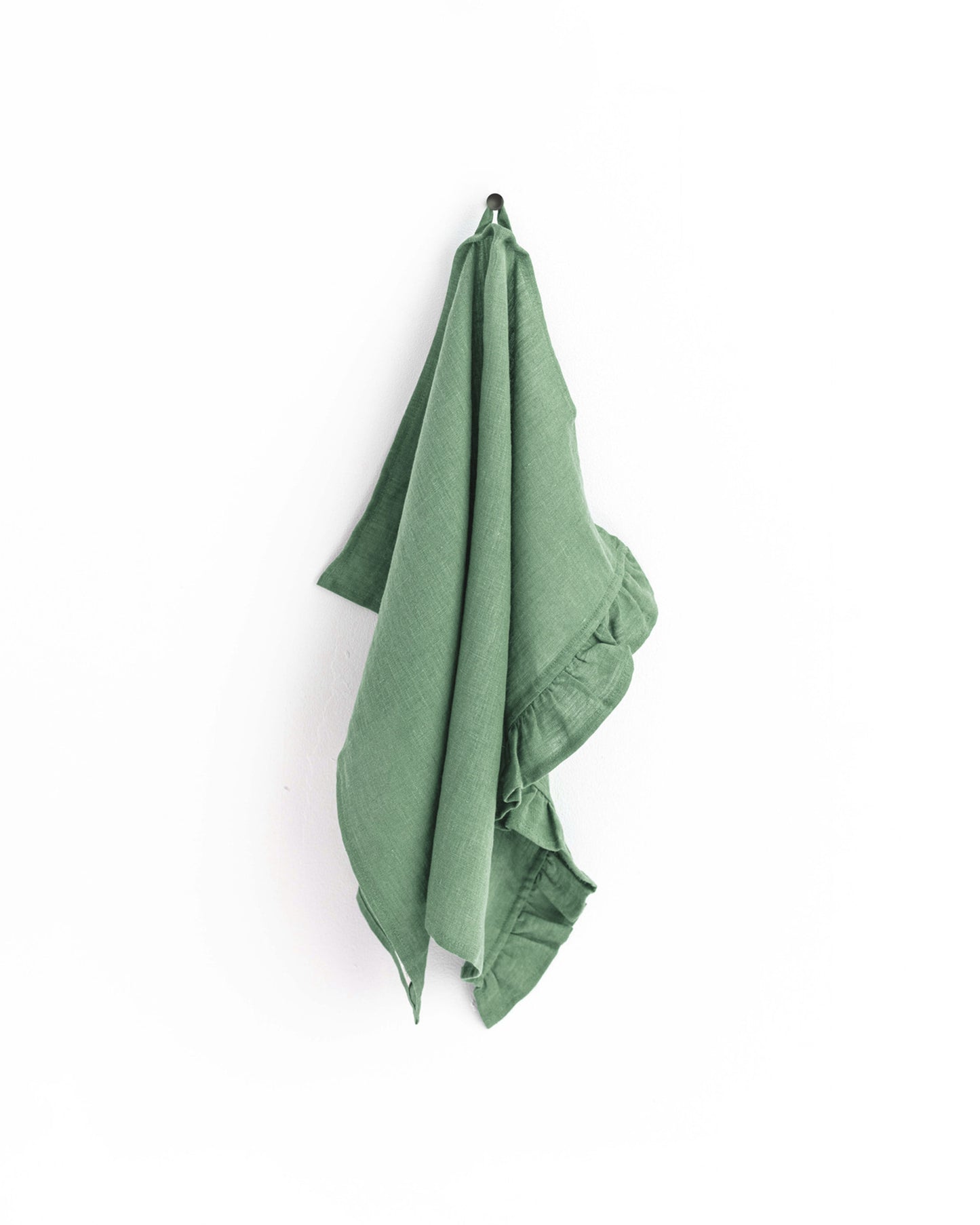 Ruffle Linen Dish Towel Various Options in Matcha green | MagicLinen