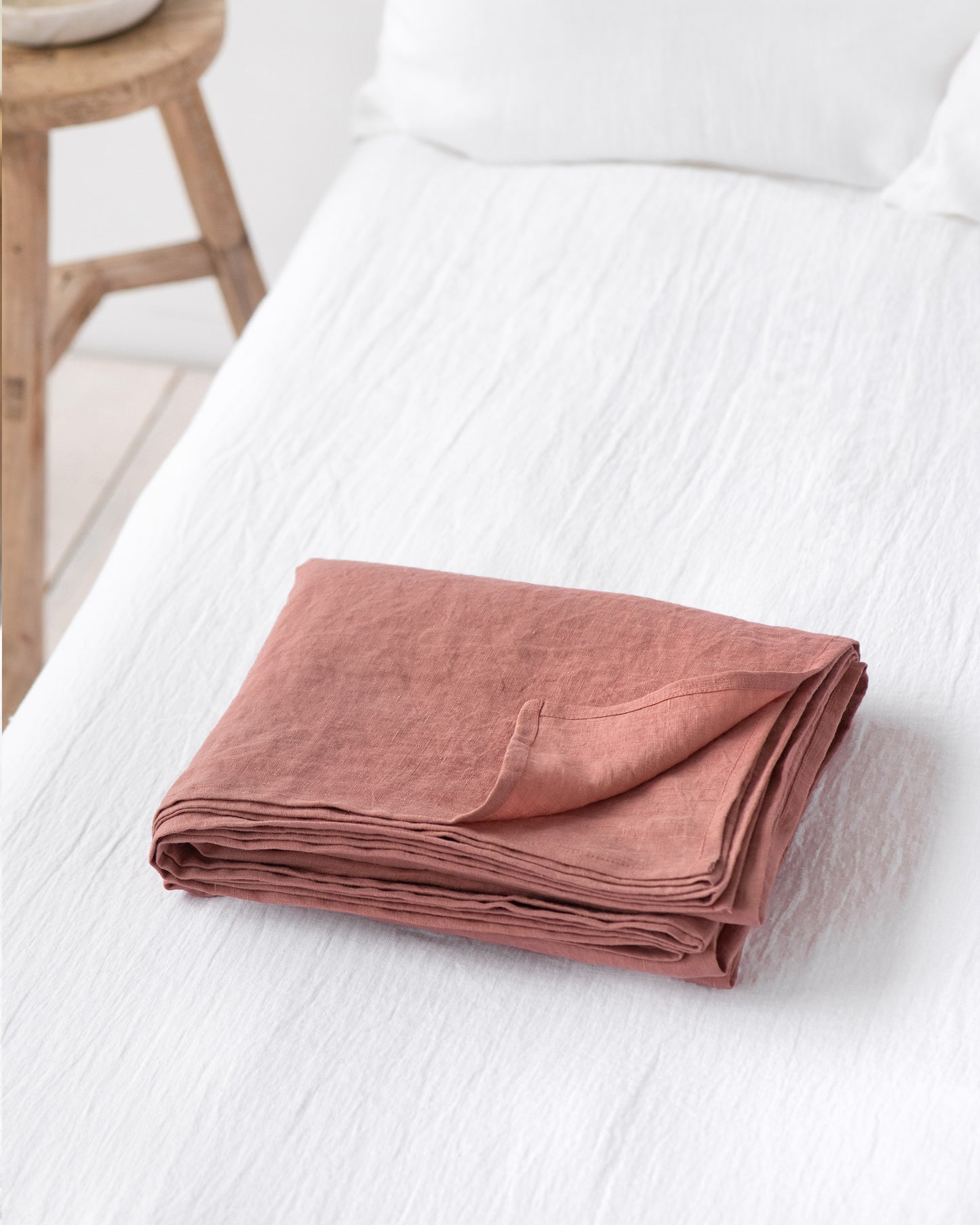 Rust pink linen sheet set (4 pcs)