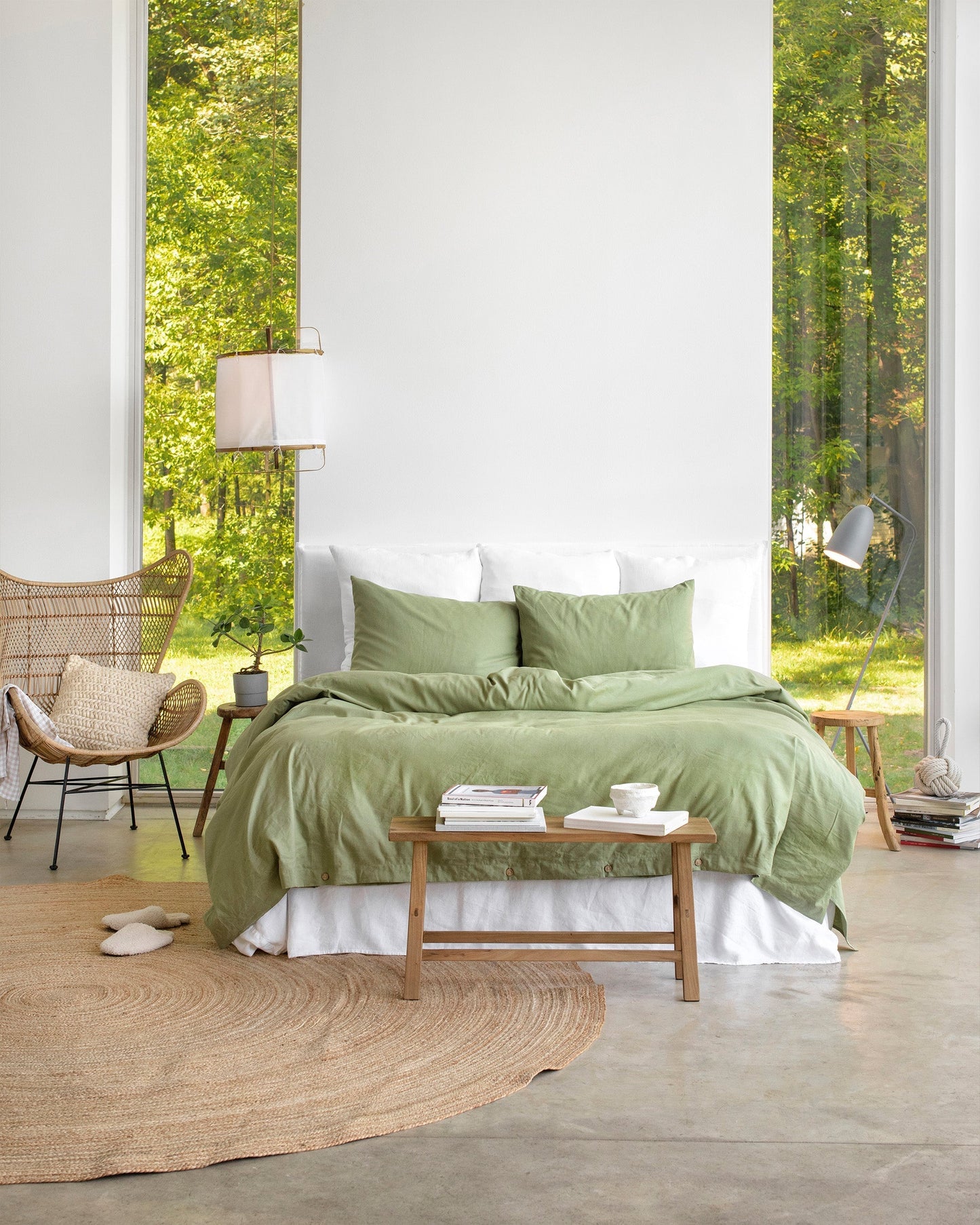 Sage linen-cotton duvet cover - MagicLinen