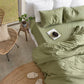 Sage linen-cotton duvet cover - MagicLinen