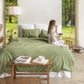 Sage linen-cotton flat sheet | MagicLinen