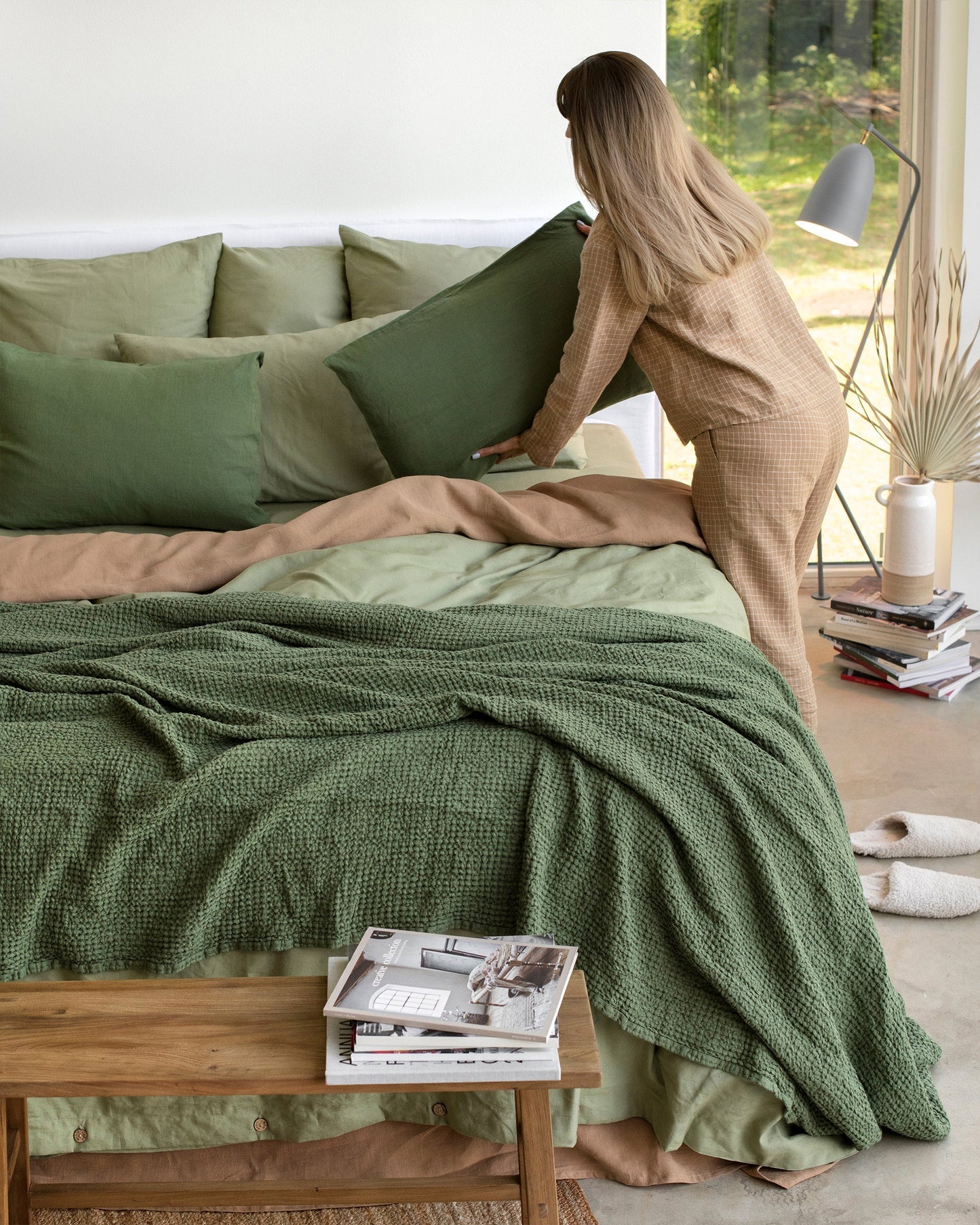 Sage linen-cotton pillowcase - MagicLinen