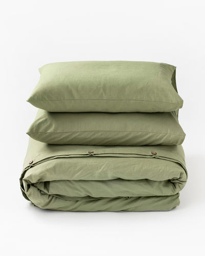 Sage linen-cotton duvet cover set (3 pcs) - MagicLinen