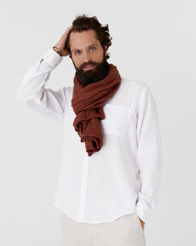 Men's linen scarf in Walnut brown - MagicLinen