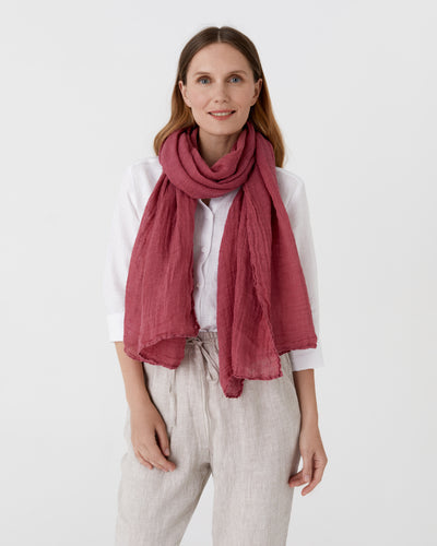 Fuchsia rose linen scarf - MagicLinen