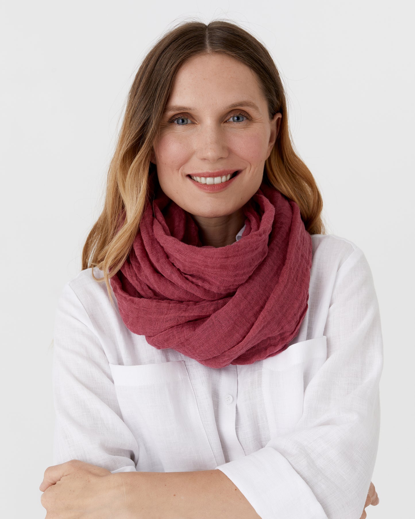 Fuchsia rose linen scarf - MagicLinen