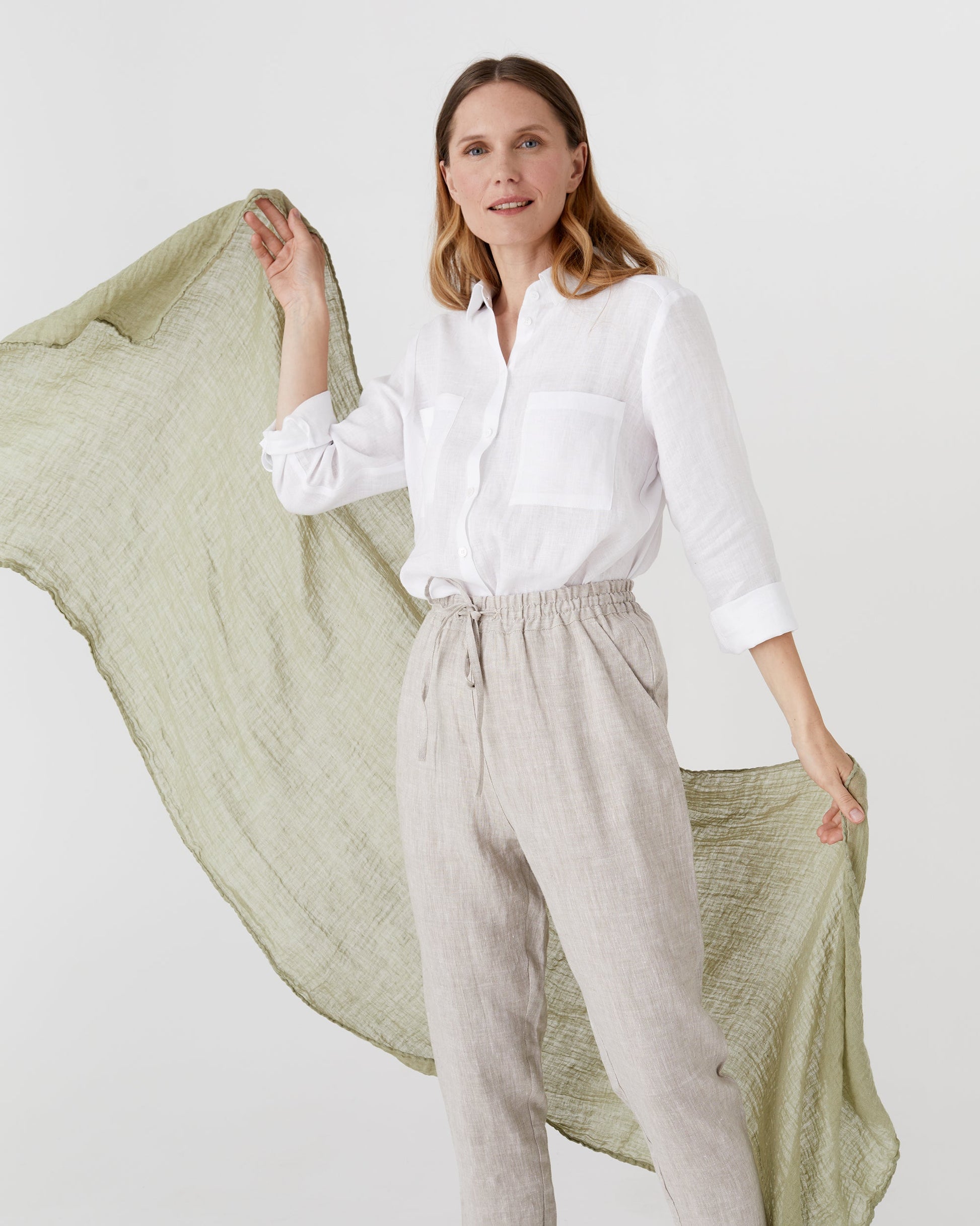 Sage linen scarf - MagicLinen