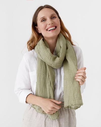 Sage linen scarf - MagicLinen