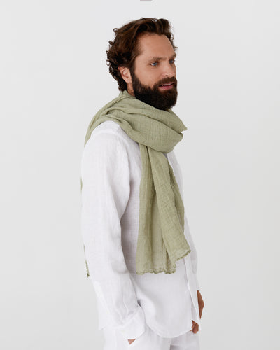 Men's linen scarf in Sage - MagicLinen