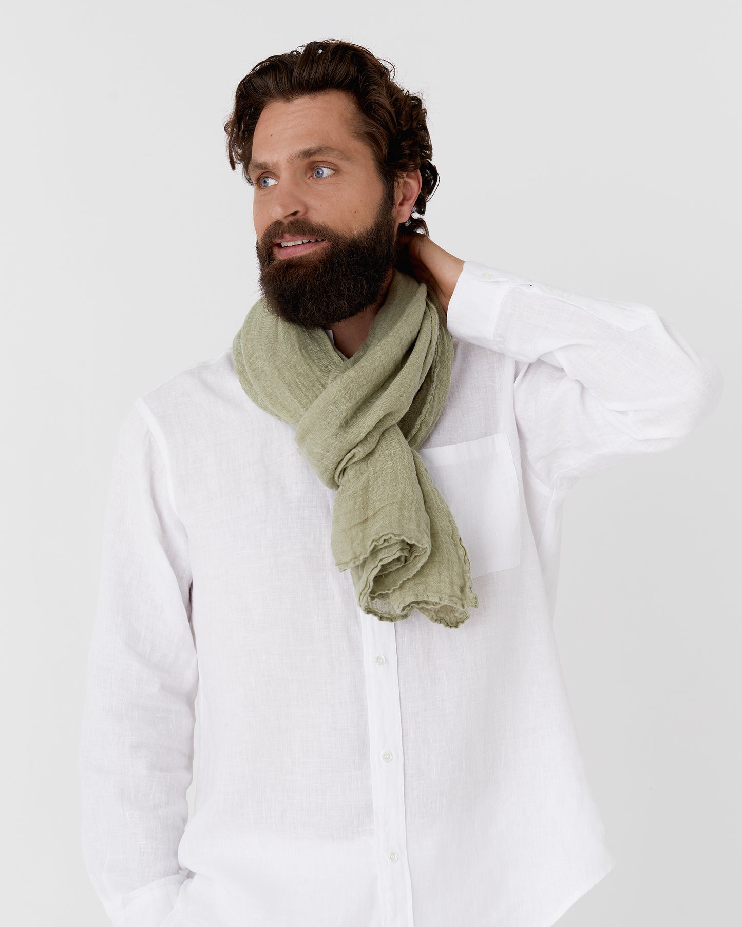 Men's linen scarf in Sage - MagicLinen