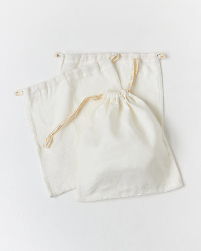Set of 3 Linen Produce Bags in Ivory
