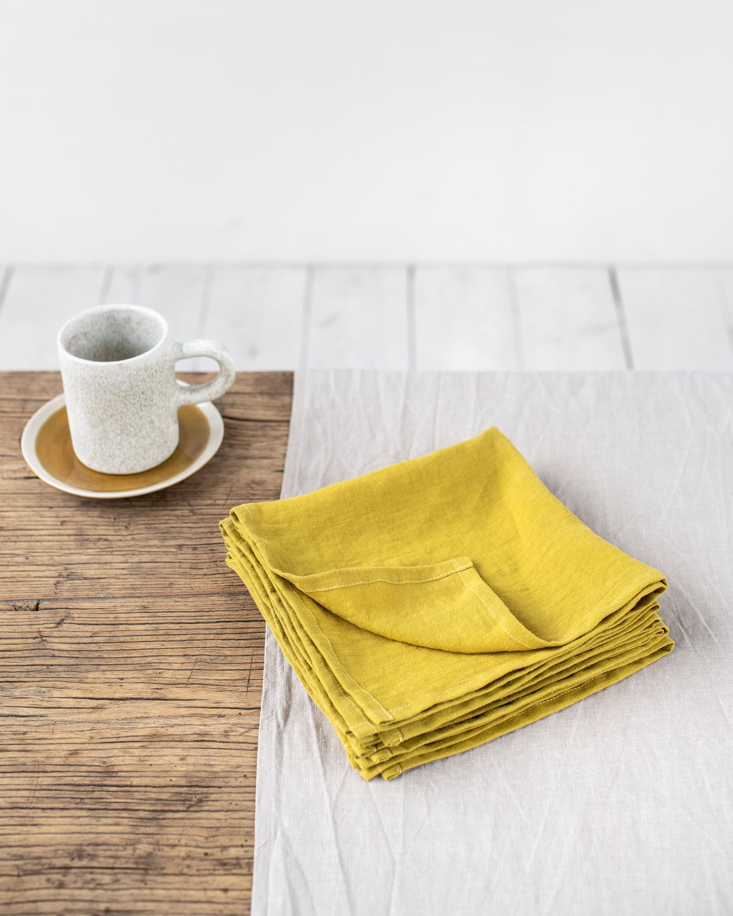 Moss yellow linen napkin set of 2 - MagicLinen