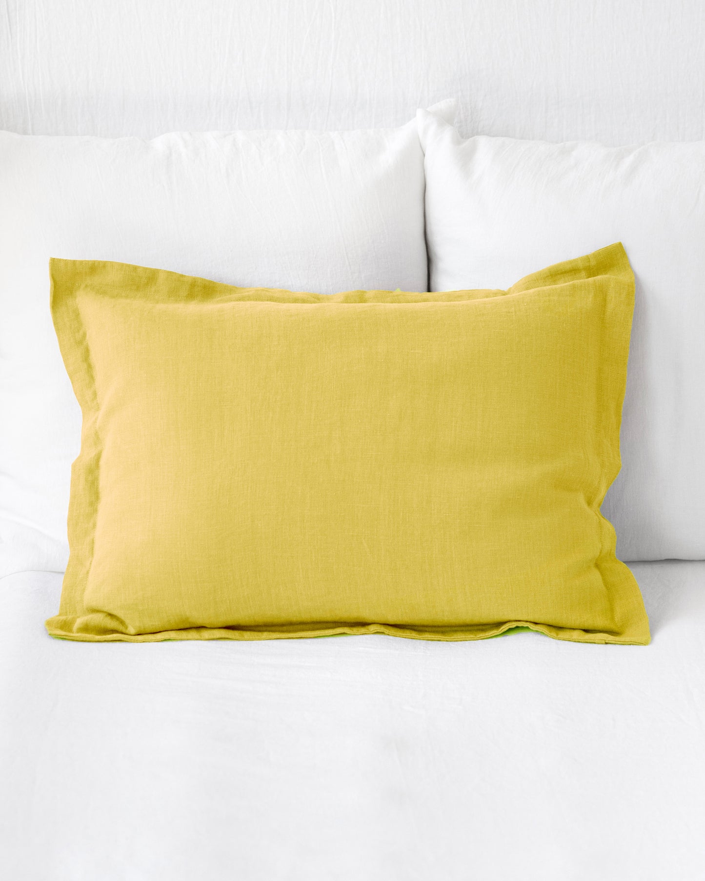 Linen pillow sham in Moss yellow | MagicLinen