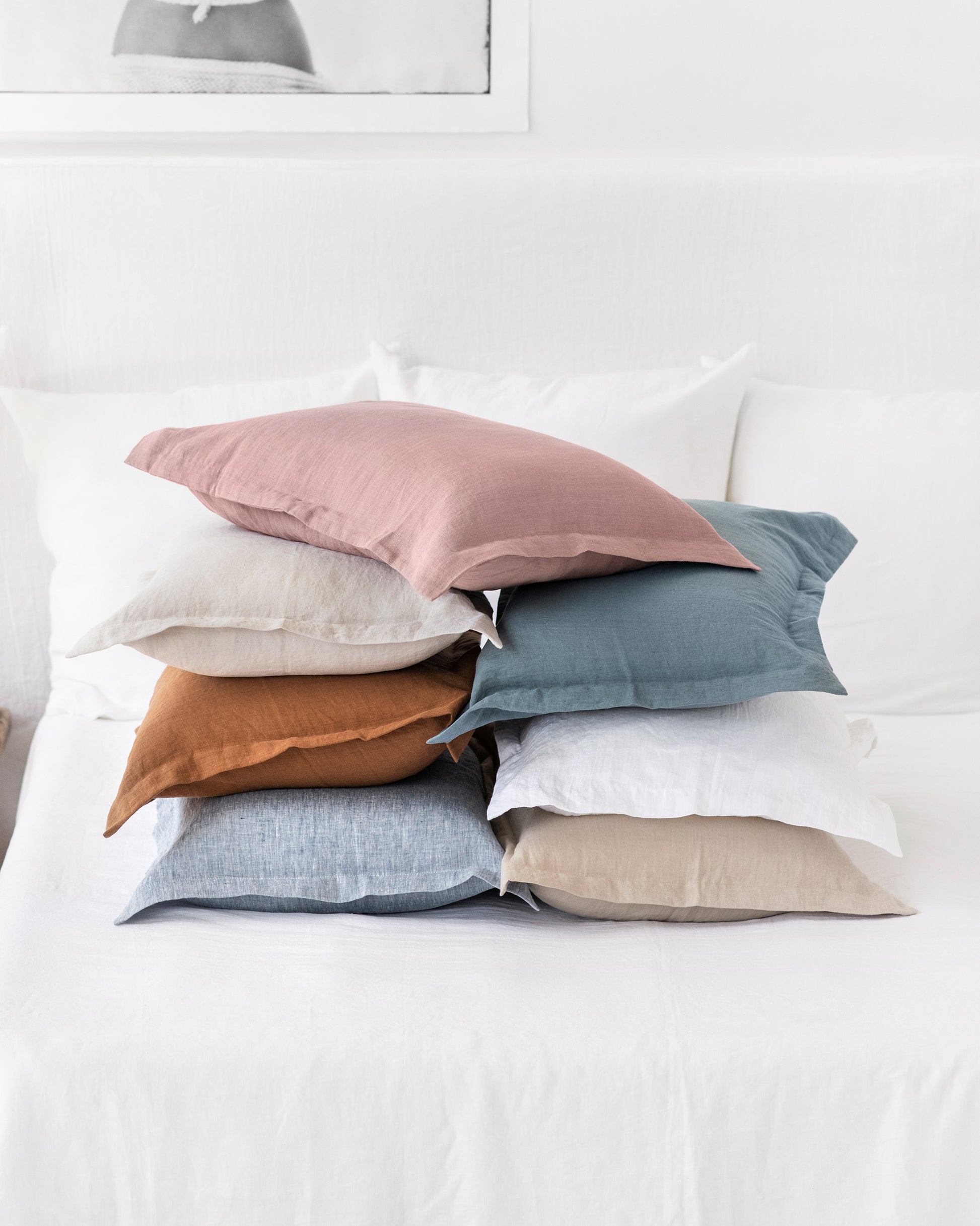Linen pillow sham in Striped in natural | MagicLinen