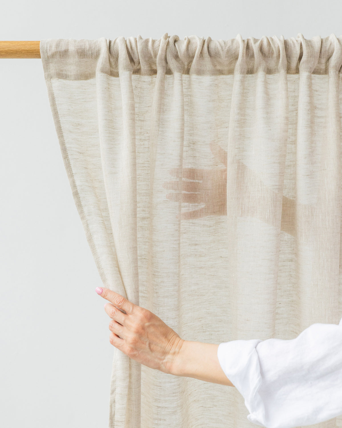 Sheer rod pocket linen curtain panel melange
