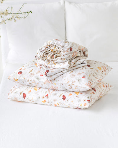 Meadow print linen sheet set (4 pcs)-  MagicLinen