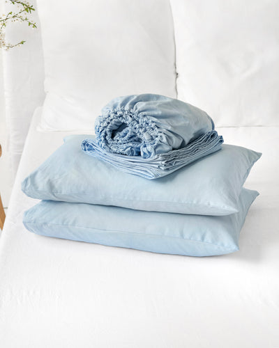 Sky blue linen-cotton sheet set (4 pcs) - MagicLinen