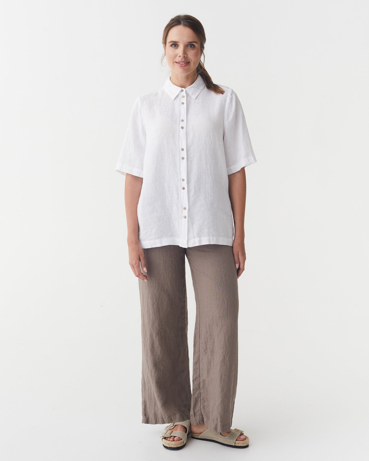 Short Sleeve Linen Shirt LOIRE in White | MagicLinen