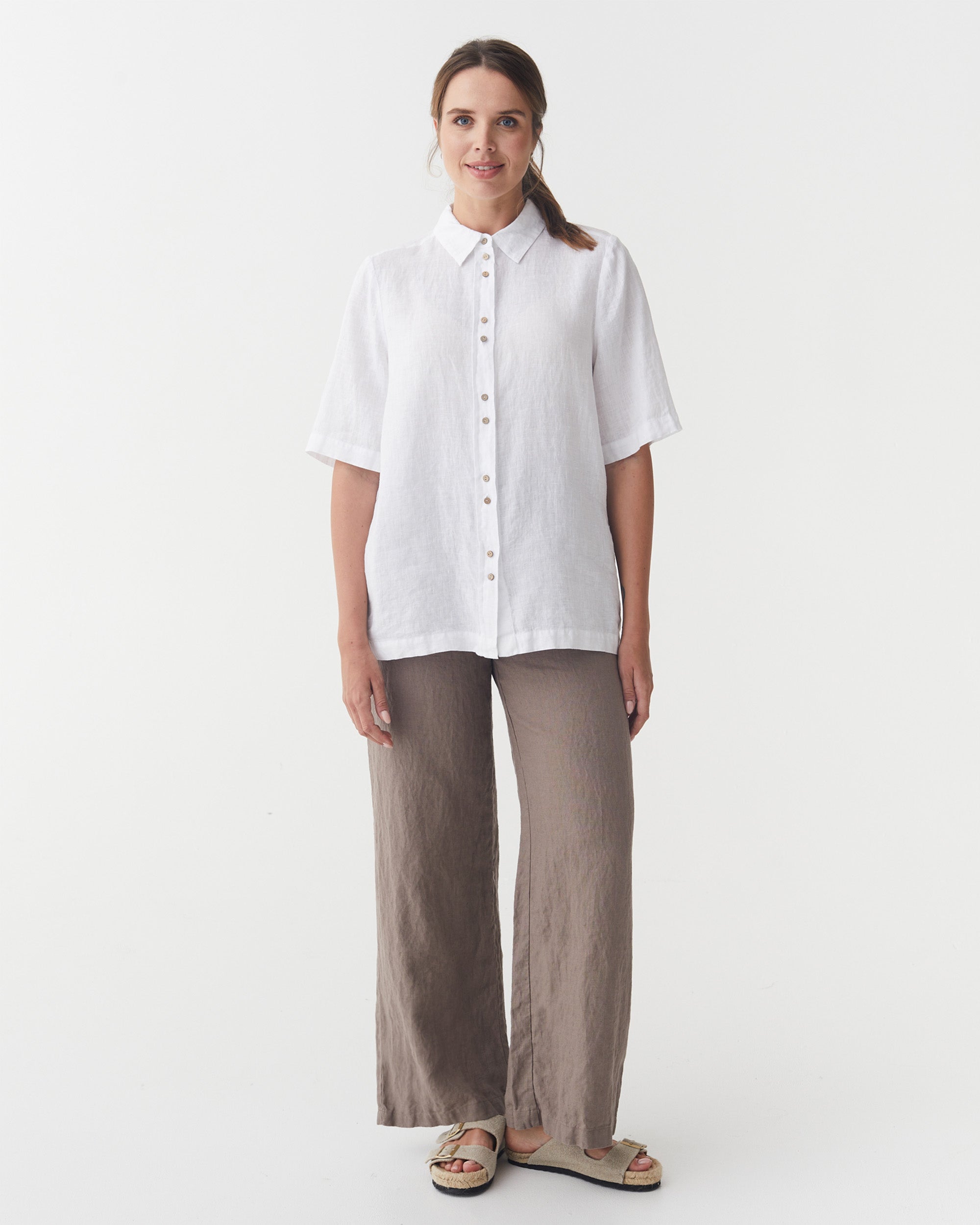 Short Sleeve Linen Shirt LOIRE in White