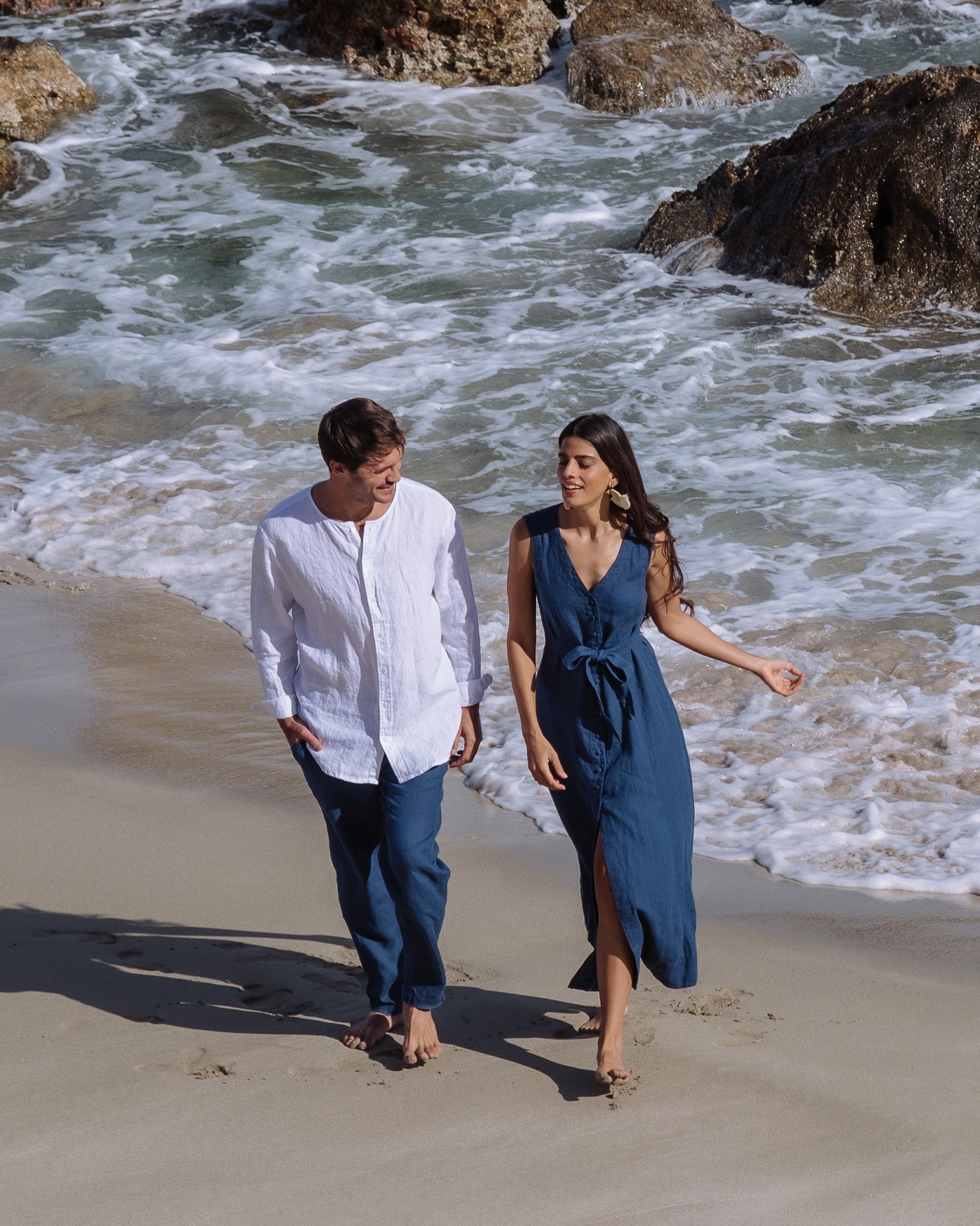 Sleeveless Linen Dress ACADIA in Deep Navy Blue | MagicLinen