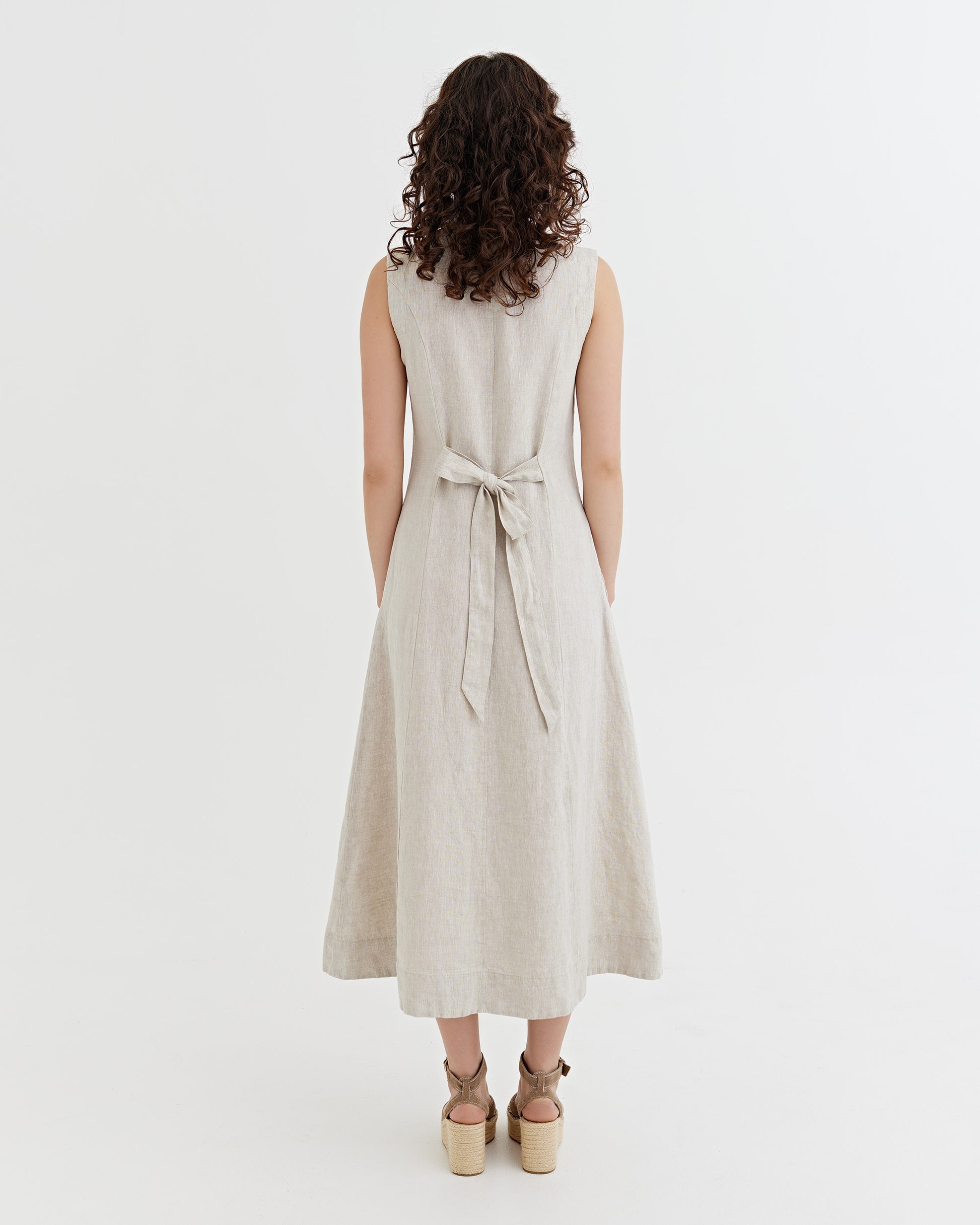 Sleeveless Linen Dress ACADIA in Natural melange | MagicLinen S Sleeveless Linen Dress ACADIA in Natural melange | MagicLinen S