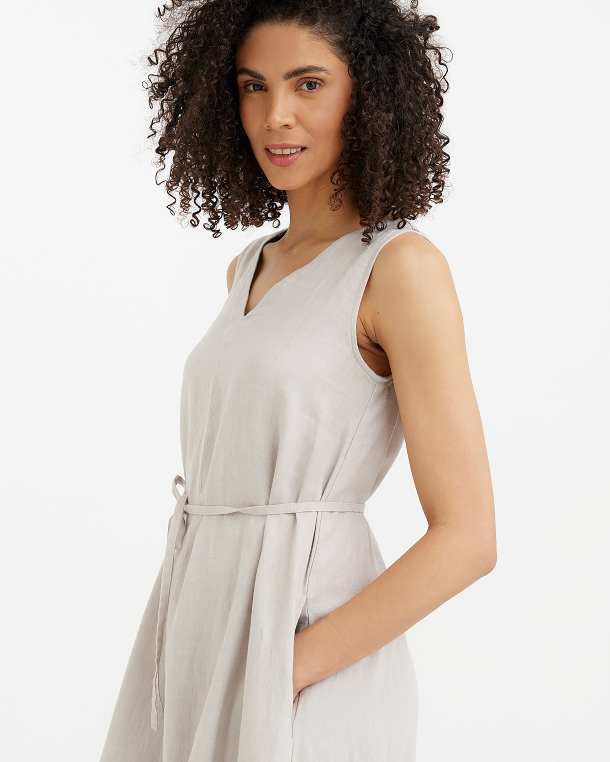 MagicLinen Natural Flax Sleeveless Dress FLORENCE, midweight stonewashed linen  