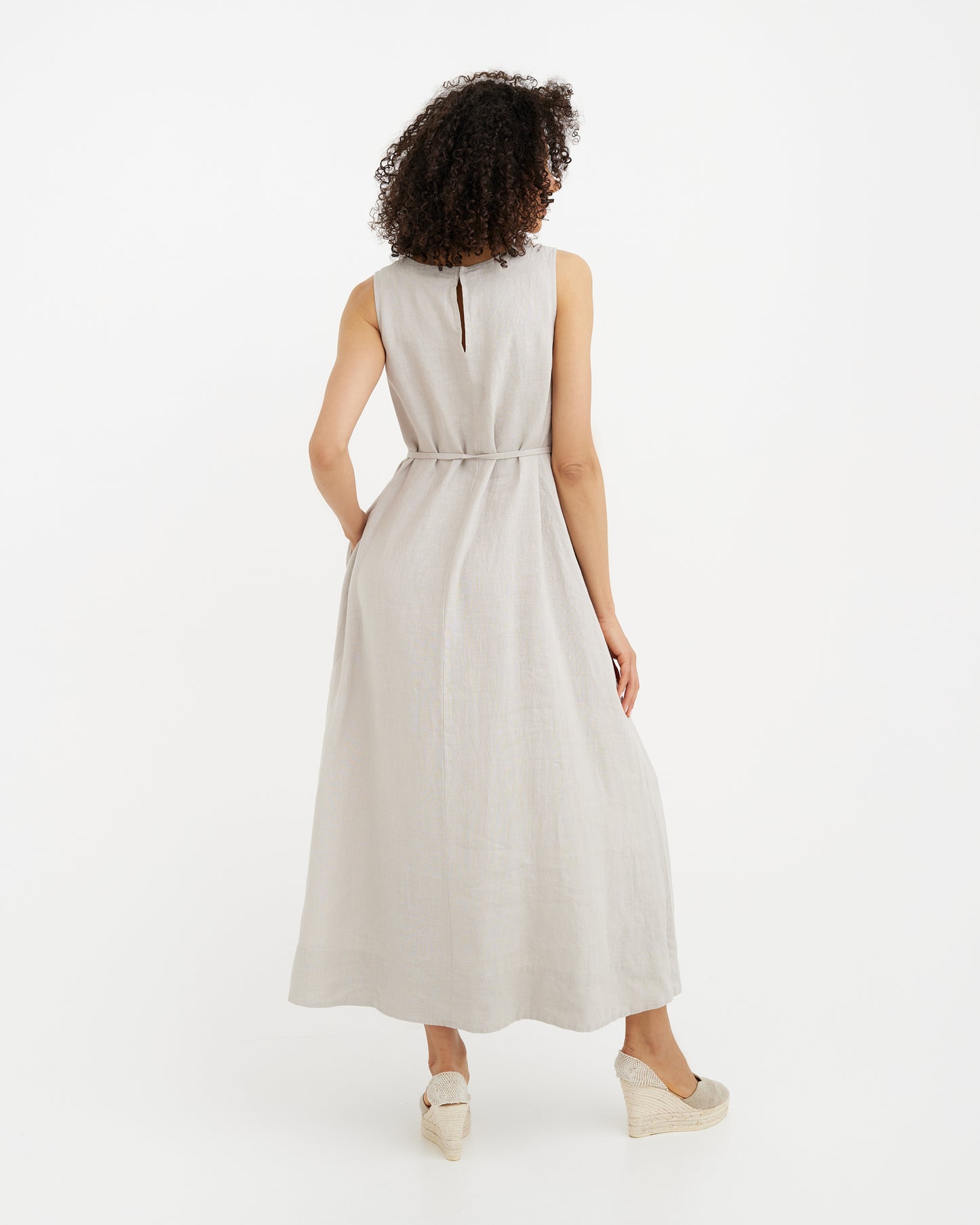 MagicLinen Natural Flax Linen Dress FLORENCE, long-length silhouette  