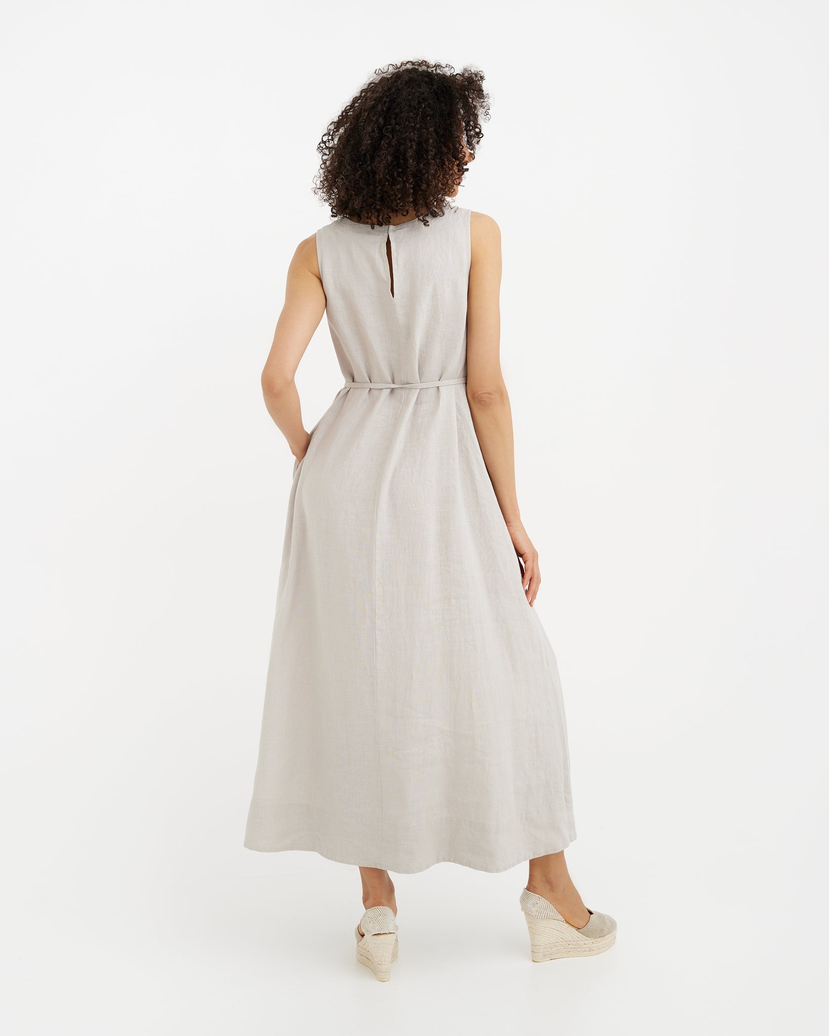 MagicLinen Natural Flax Linen Dress FLORENCE, long-length silhouette  