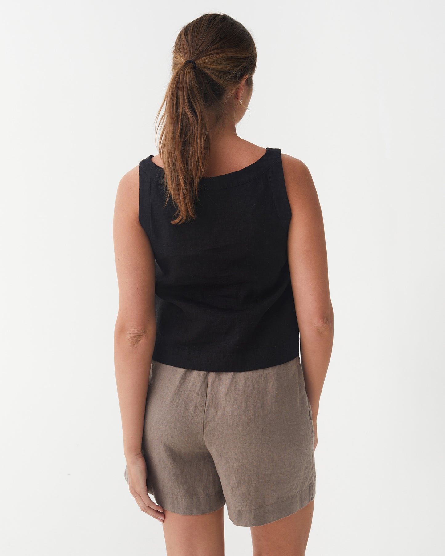 Sleeveless Linen Top DOURO in Black | MagicLinen