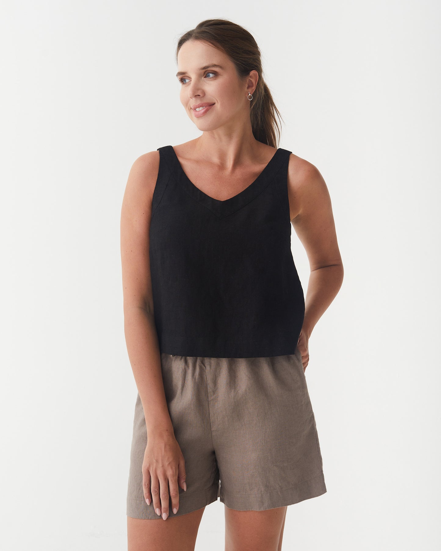 Linen Shorts ERIE in Deep taupe