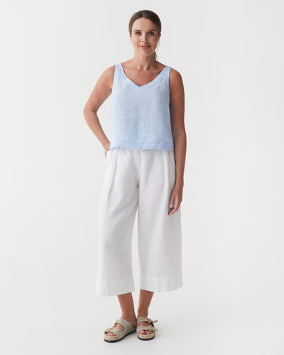 Sleeveless Linen Top DOURO in Vivid blue | MagicLinen modelBoxOn