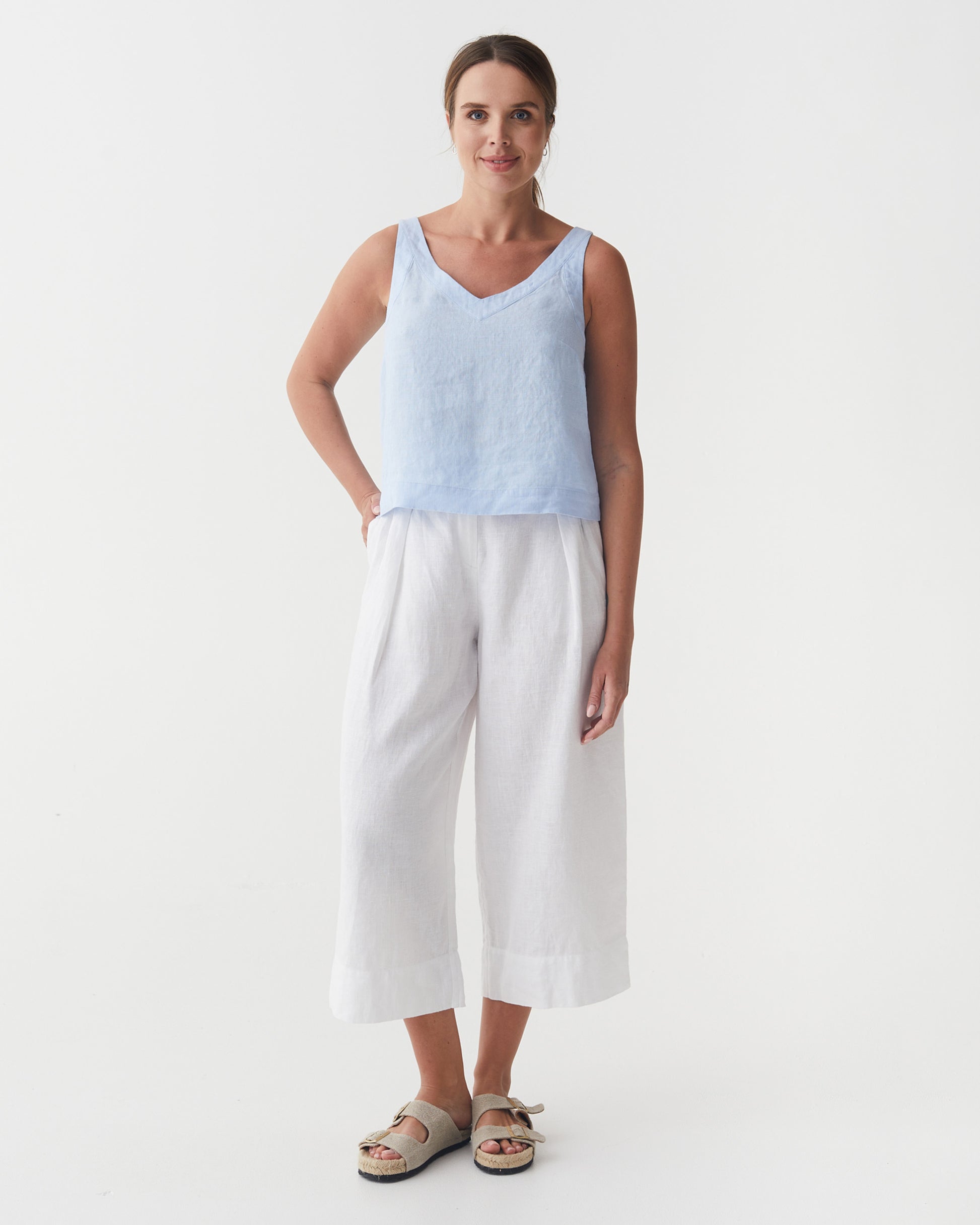 Sleeveless Linen Top DOURO in Vivid blue | MagicLinen