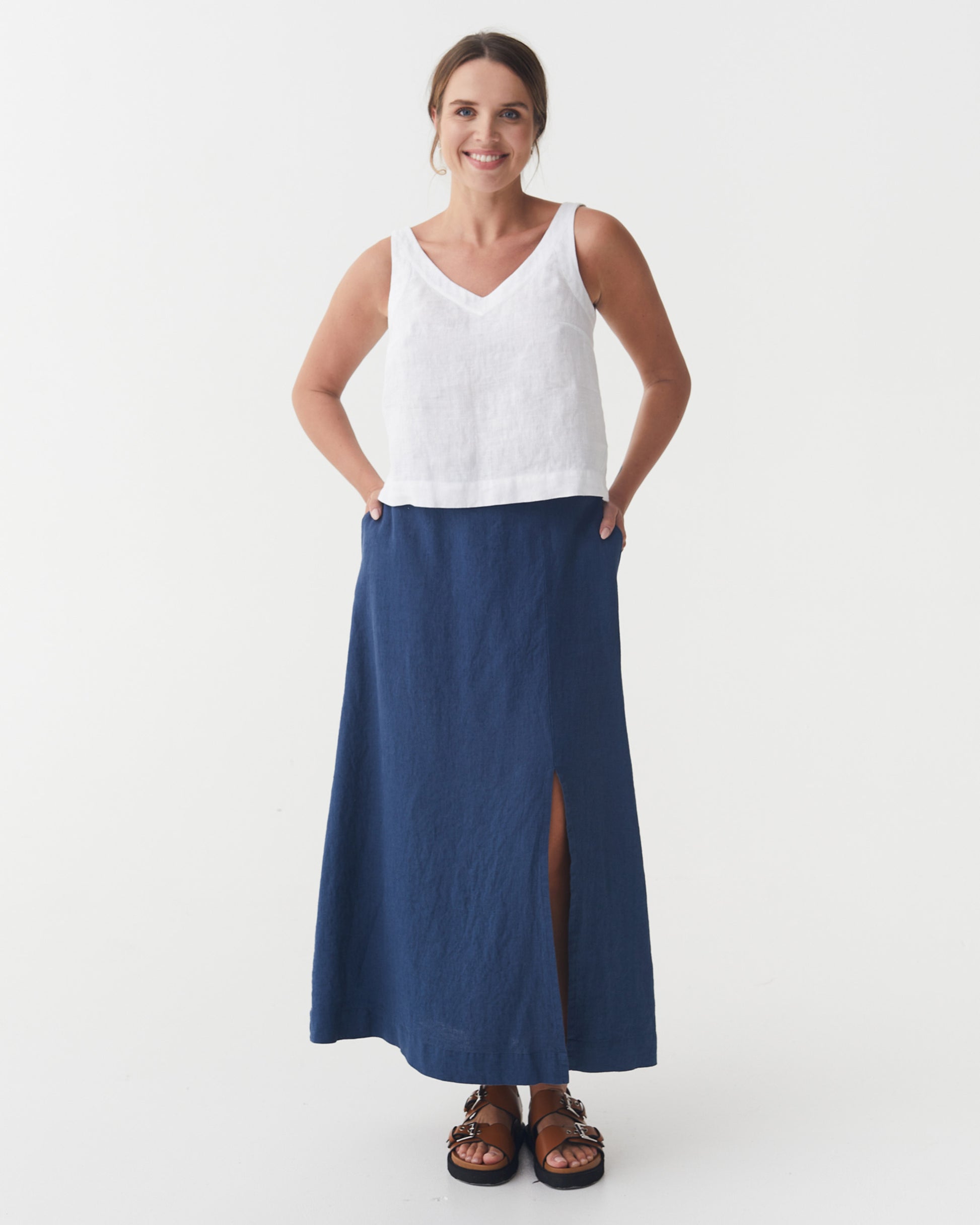 Sleeveless Linen Top DOURO in White | MagicLinen