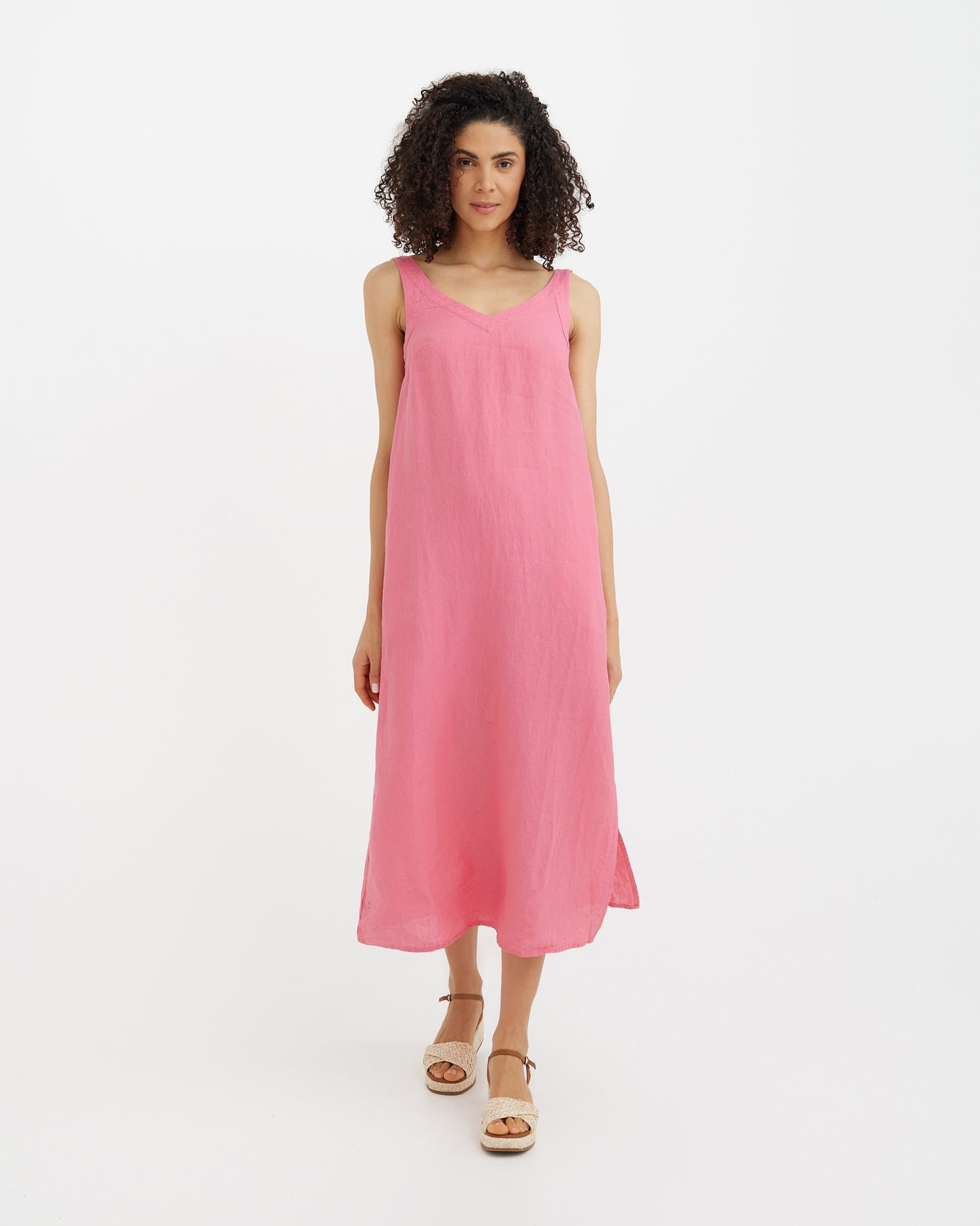 Sleeveless Maxi Linen Dress BOVA in Flamingo