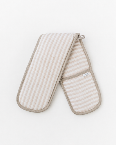Double oven mitt (1 pcs) in Striped in natural