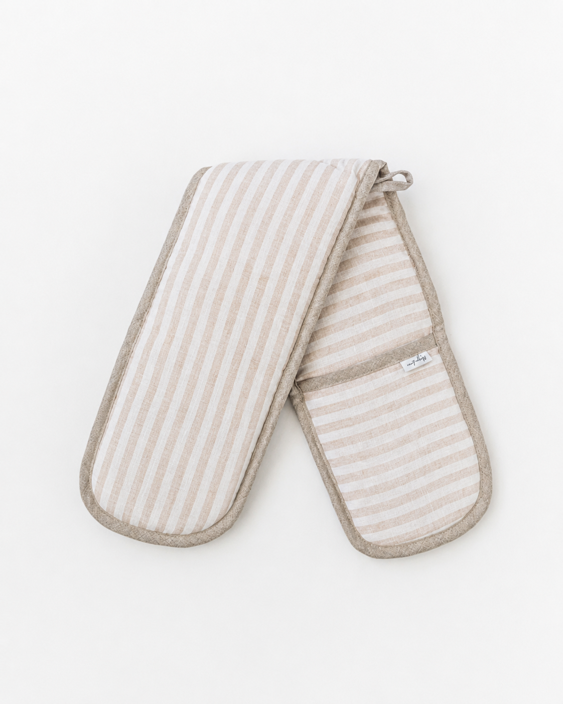 Double oven mitt (1 pcs) in Striped in natural