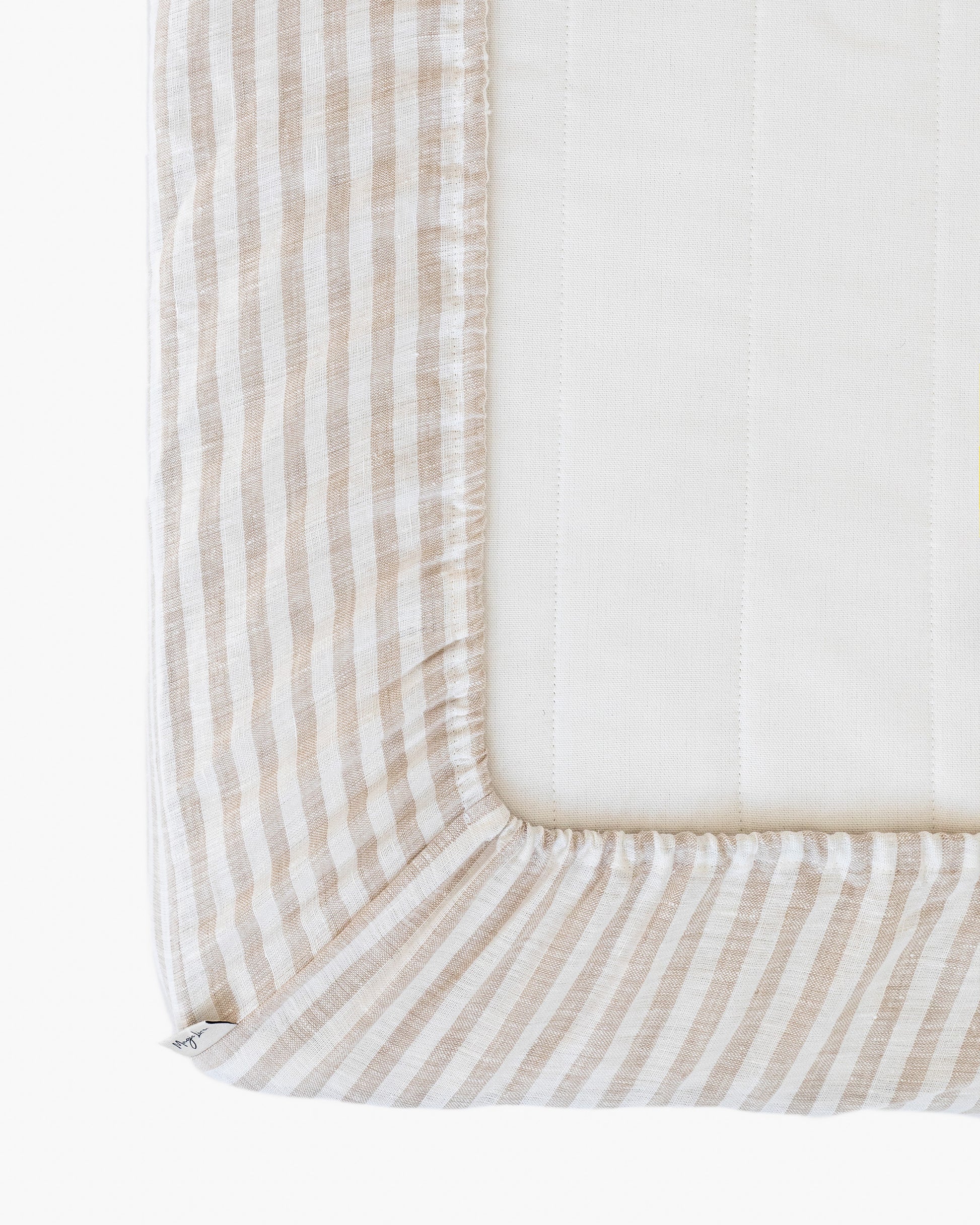 Striped in natural linen fitted sheet - MagicLinen