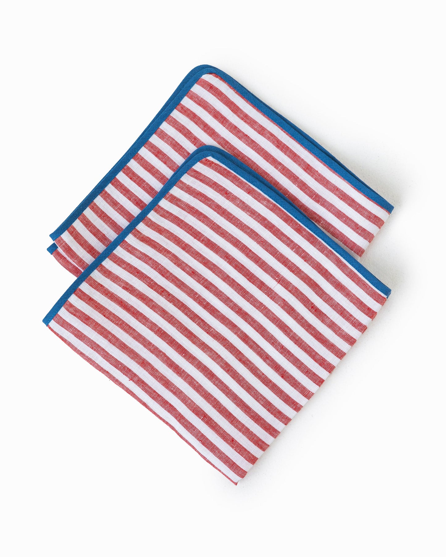 Striped in red linen napkin set of 2