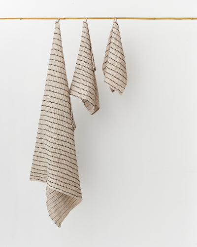 Thin Striped waffle towel set (3 pcs)