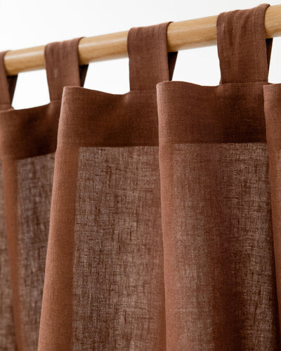 Tab Top Linen Curtain Panel in Chocolate brown | Magiclinen