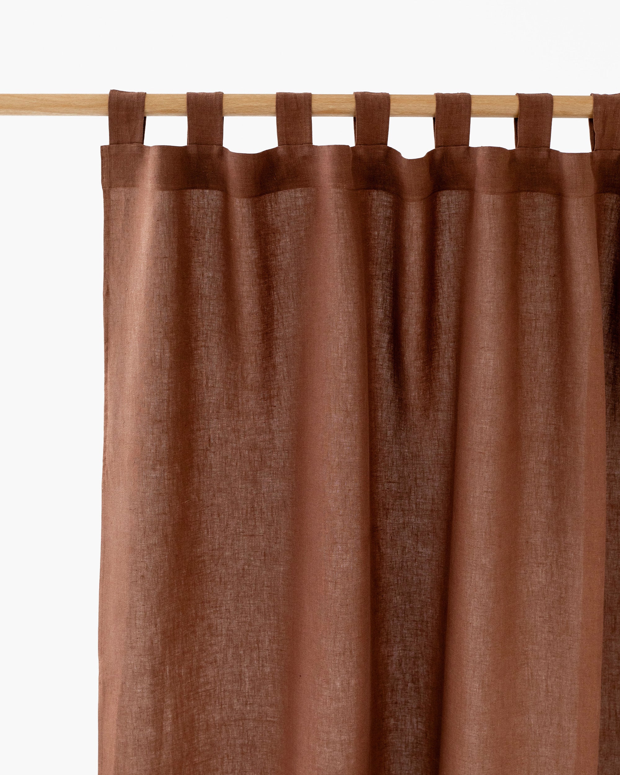 Tab top linen curtain panel (1 pcs) in Chocolate brown