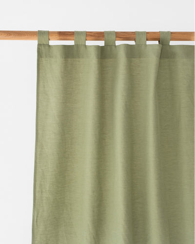 Tab top linen-cotton curtain panel (1 pcs) in Sage - MagicLinen
