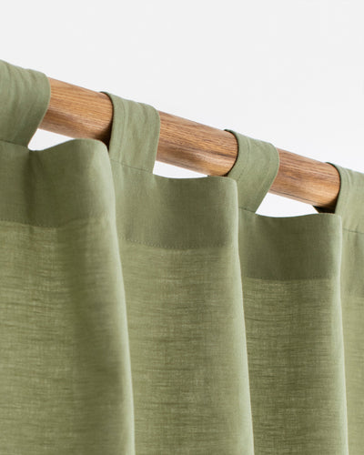 Tab top linen-cotton curtain panel (1 pcs) in Sage - MagicLinen