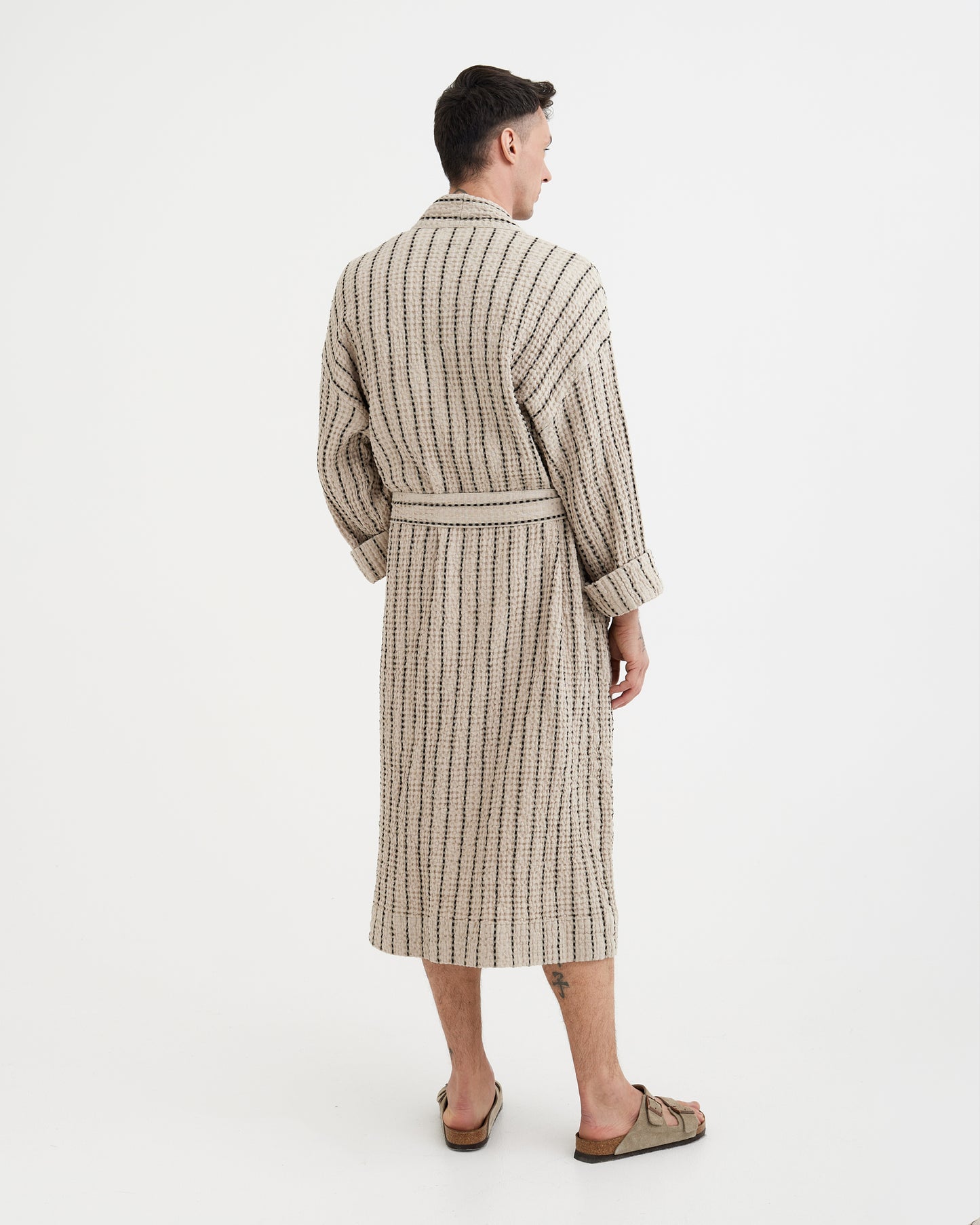 Herren-Waffel-Leinenmantel in Waldgrün