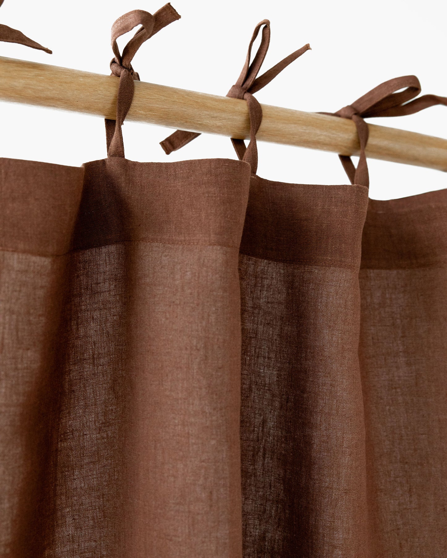 Tie Top Linen Curtain Panel in Chocolate brown | Magiclinen